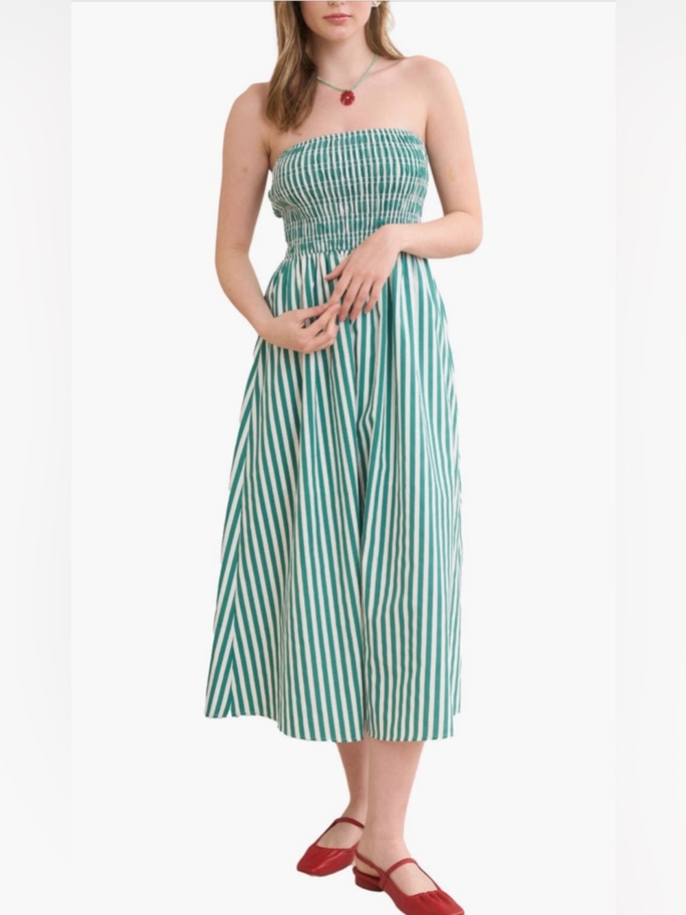 NWOT! Blu Pepper Stripe Strapless Midi
Dress